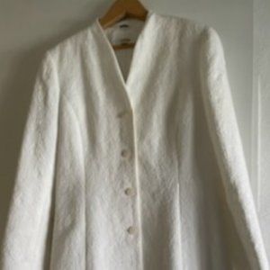 WHITE BROCADE LONG JACKET